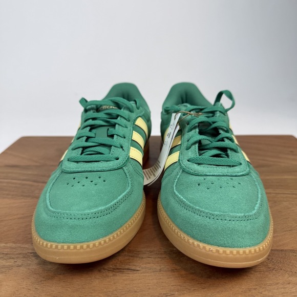 New Womens Adidas Breaknet Sleek Green Yellow Gum Leather Low Sneakers Size 7.5 - Picture 3 of 8